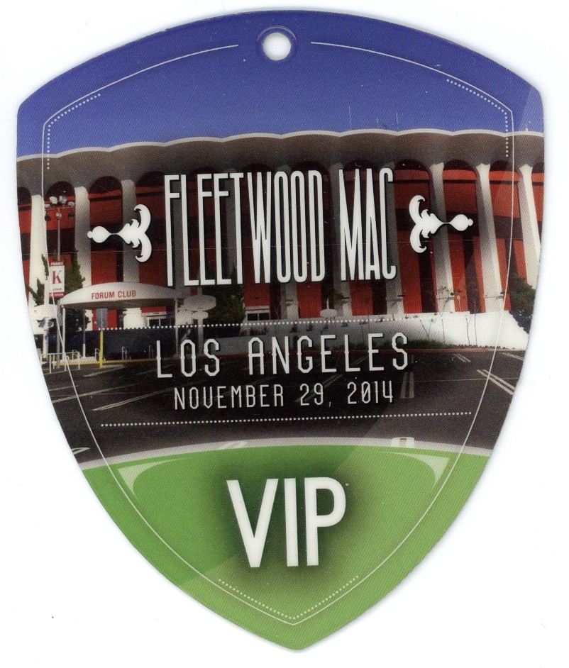 Fleetwood Mac Los Angeles 2014 VIP Tour Backstage Pass Laminated green