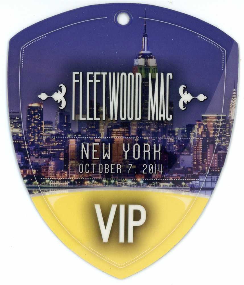 Fleetwood Mac New York 2014 VIP Tour Backstage Pass Laminated Yellow
