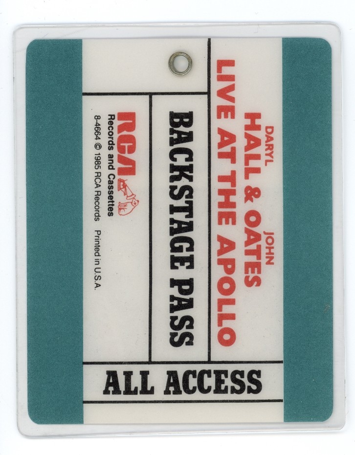 Hall & Oates Live at the Apollo ALL ACCESS Backstage Pass Laminated