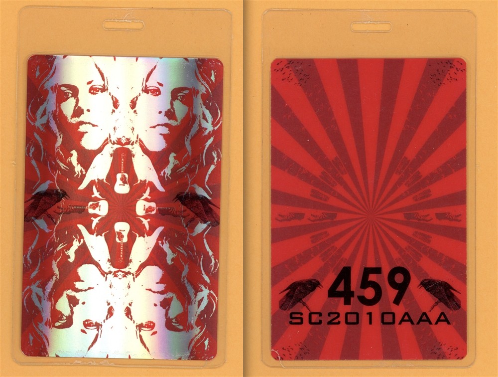 Sheryl Crow 2010 AAA Backstage Laminated Pass RED