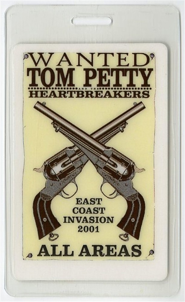 Tom Petty 2001 East Coast Invasion Tour All Access Laminated Backstage Pass