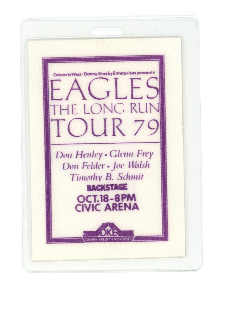 Eagles The Long Run 1979 Tour Laminated Backstage Pass