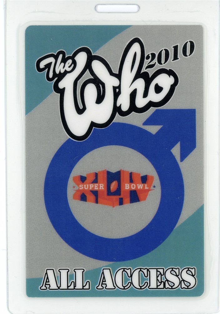 The Who 2010 Super Bowl ALL ACCESS Backstage Laminated Pass