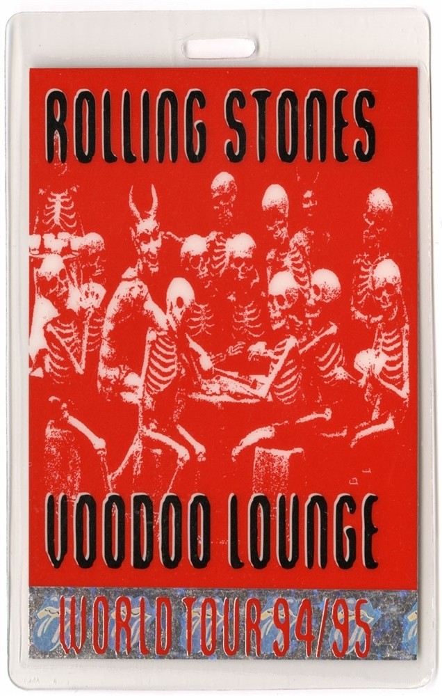 Rolling Stones 1994 Voodoo Lounge Concert Tour Laminated Backstage Pass