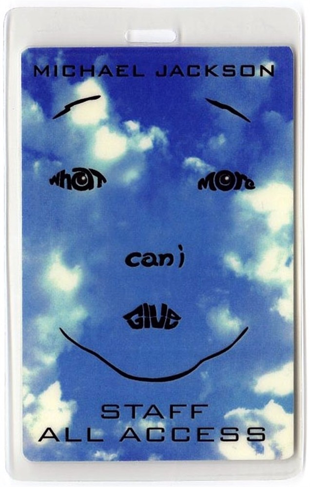 Michael Jackson 2001 United We Stand 9/11 Tribute show Laminated Backstage Pass