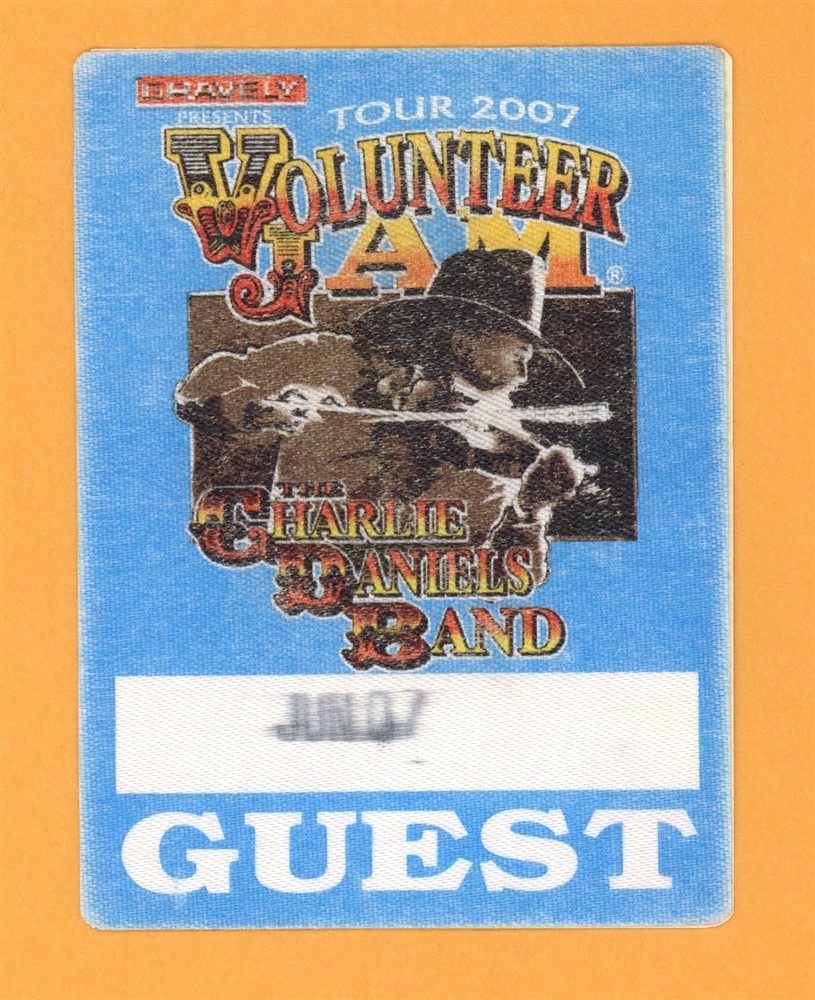 Charlie Daniels Band GUEST Satin Cloth Backstage Pass - 2007 Volunteer Jam Tour