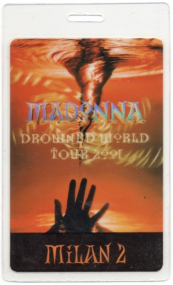 Madonna 2001 Drowned Concert Tour Milan 2 Laminated Backstage Pass
