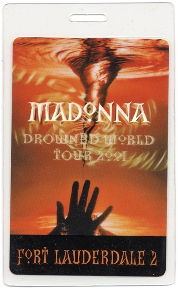 Madonna 2001 Drowned Concert Tour Fort Lauderdale 2 Laminated Backstage Pass
