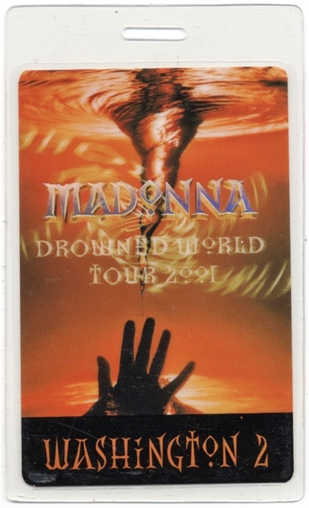 Madonna 2001 Drowned Concert Tour Laminated Backstage Pass - Washington 2