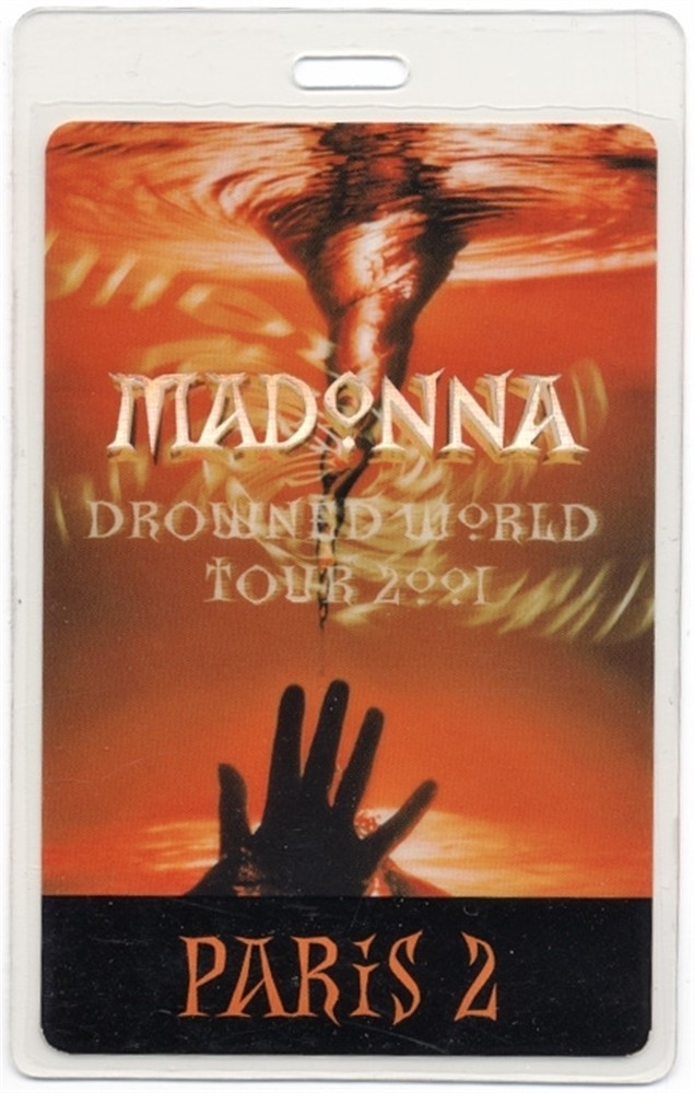 Madonna 2001 Concert Laminated Backstage Pass Drowned Tour Paris 2
