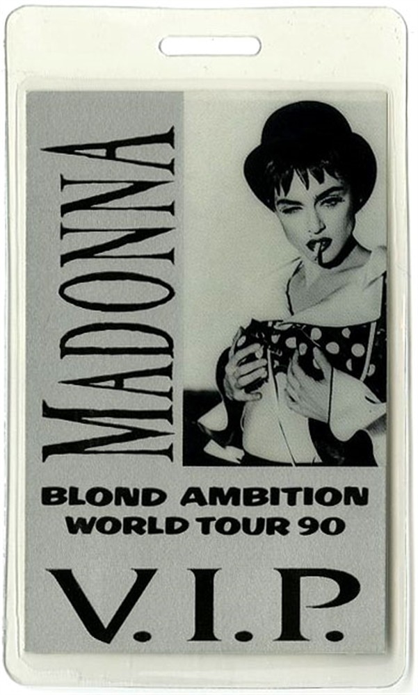 Madonna 1990 Blond Ambition Concert Tour VIP Laminated Backstage Pass