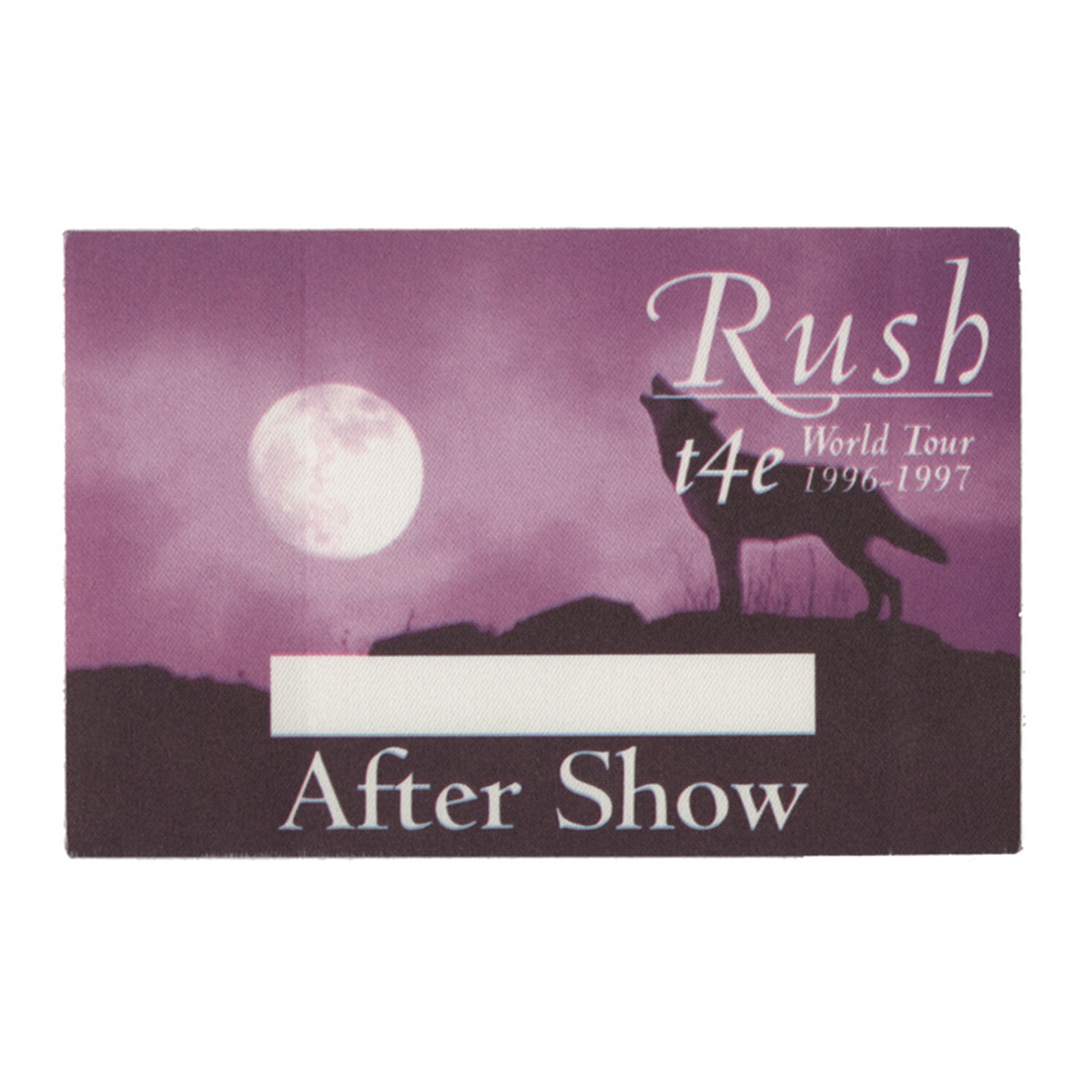 Rush 1996 Test for Echo Concert Tour Aftershow Backstage Pass