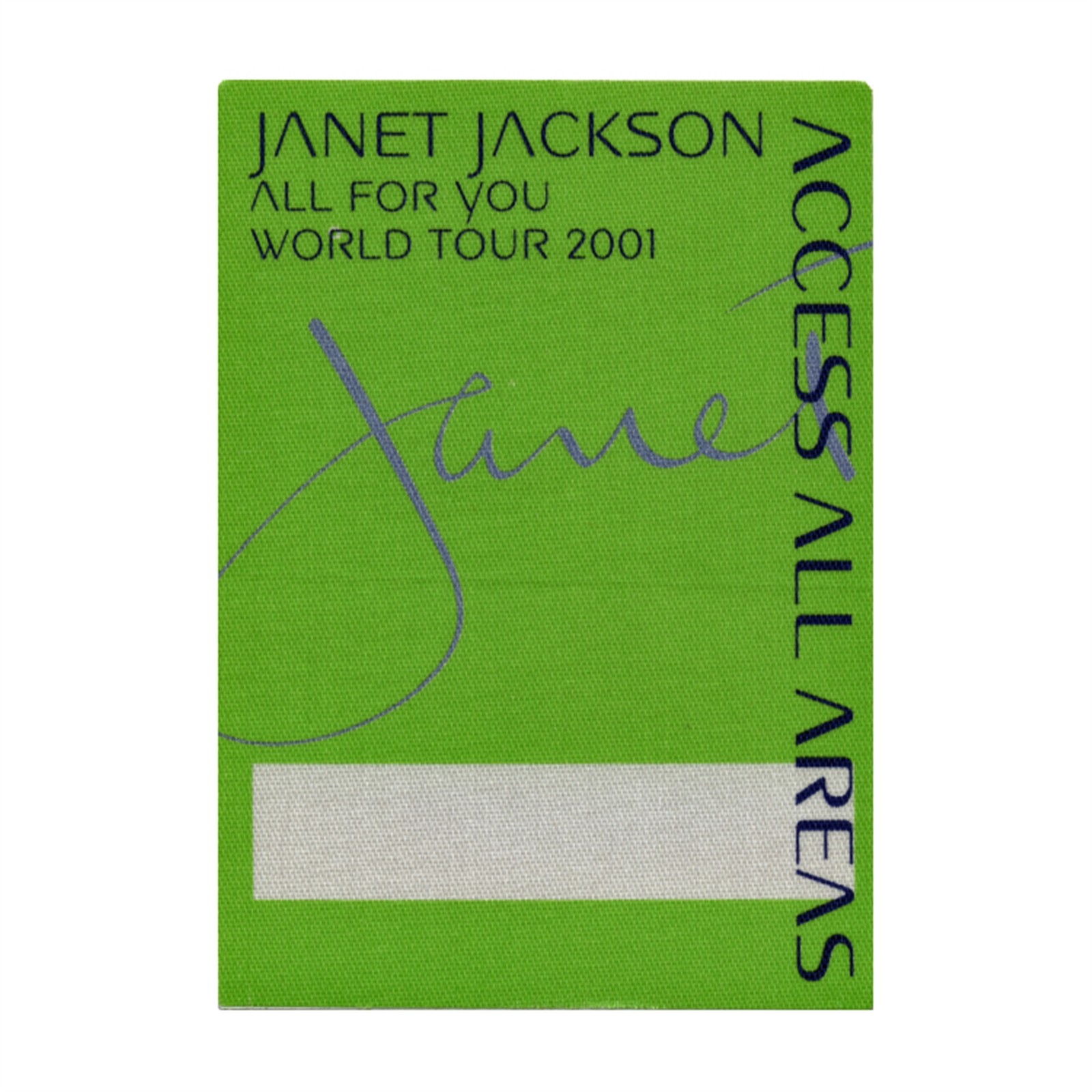 Janet Jackson 2001 All for You Concert Tour Access All Areas Backstage Pass