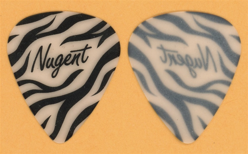 Ted Nugent Zebra Stripe Vintage Guitar Pick - 1988 Lick 'Em Tour