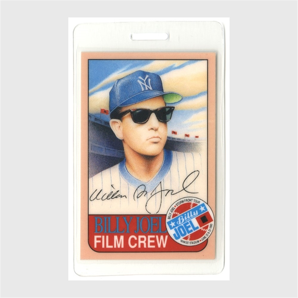 Billy Joel 1990 Storm Front Tour Film Crew NY Yankees Laminated Backstage Pass