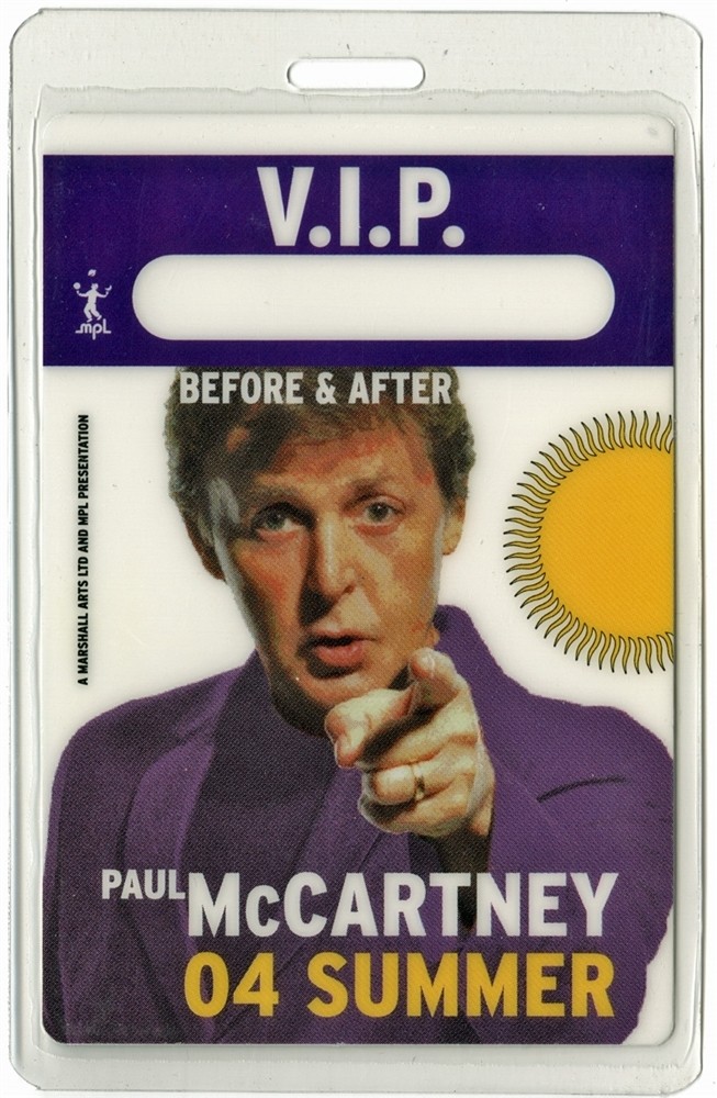 Paul McCartney 2004 Concert Tour VIP Laminated Backstage Pass