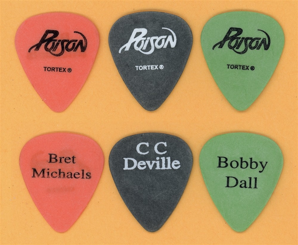 Poison Bret Michaels CC DeVille Bobby Dall Vintage Tour Guitar Pick Set - V1