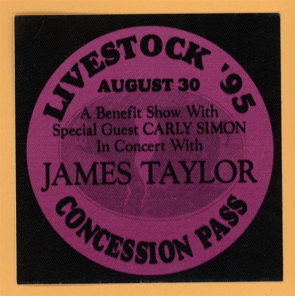 James Taylor 1995 Livestock Concert Tour CONCESSION Backstage Pass