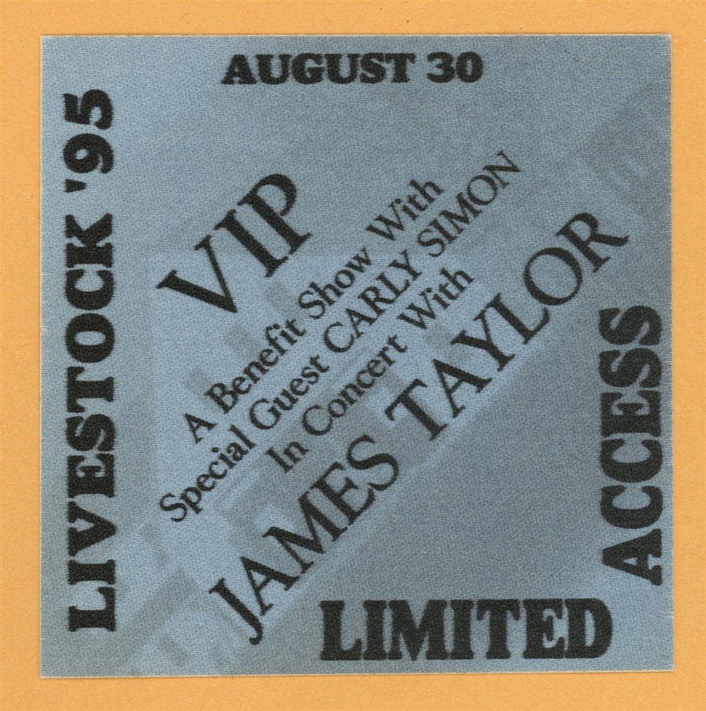 James Taylor 1995 Livestock Concert Tour VIP Backstage Pass