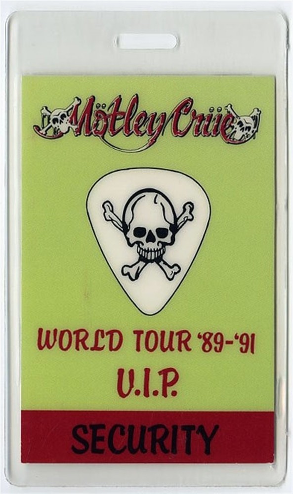 Motley Crue 1989 Dr. Feelgood Concert Tour VIP Laminated Backstage Pass