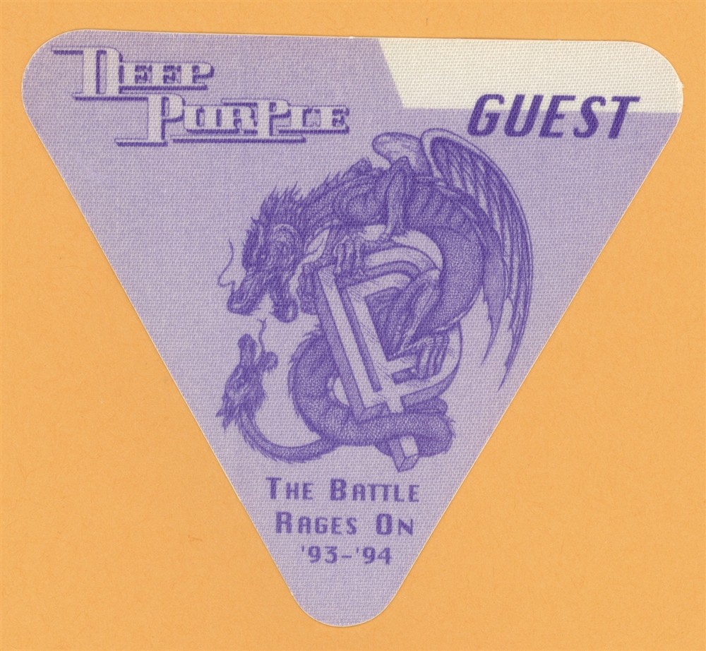 Deep Purple 1993 Battle Rages On Concert Tour GUEST Backstage Pass