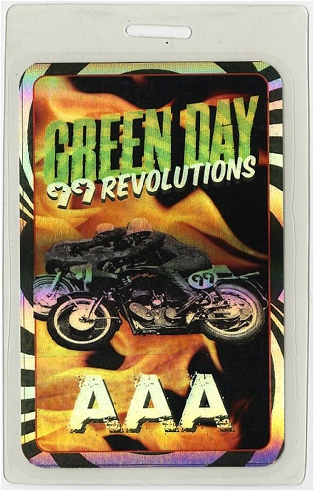 Green Day 2013 Concert Laminated Backstage Pass 99 Revolutions Tour AA