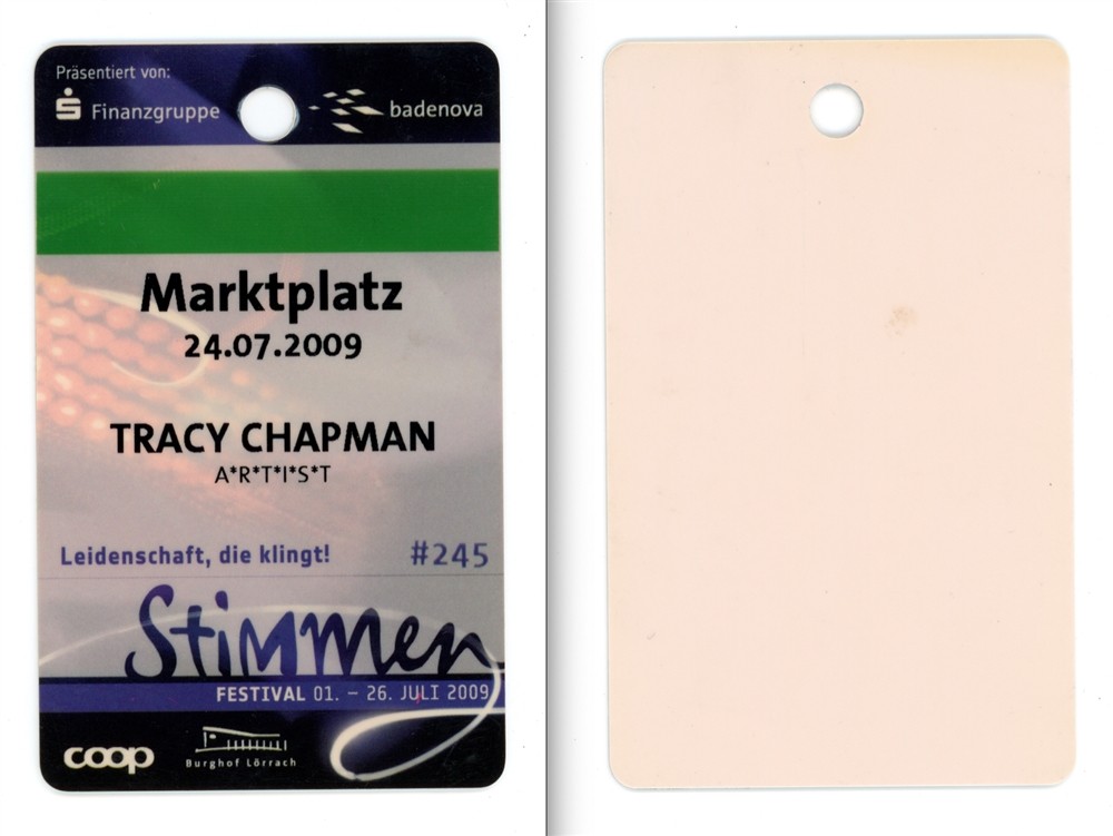 TRACY CHAPMAN 2009 Marktplatz ARTIST Laminated Backstage Pass