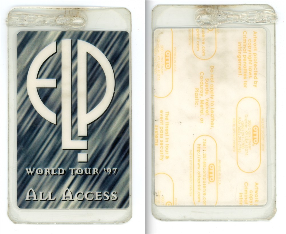 Emerson Lake and Palmer 1997 All Access Laminated Backstage Pass