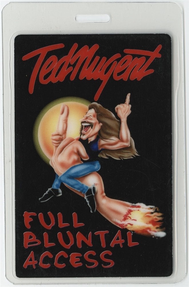 Ted Nugent 2001 Full Bluntal Nugity Tour All Access Laminated Backstage Pass