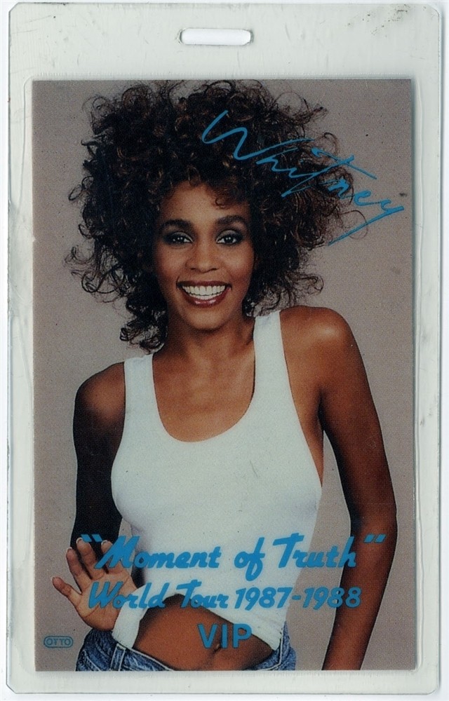 Whitney Houston 1987 Moment of Truth Tour VIP Laminated Backstage Pass