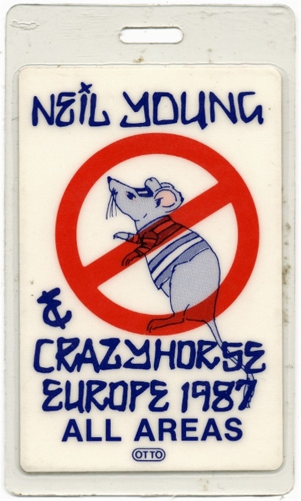 Neil Young & Crazyhorse 1987 European Concert Tour Laminated Backstage Pass