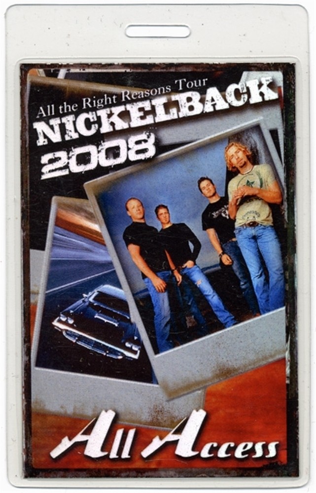 Nickelback 2008 All the Right Reasons Tour All Access Laminated Backstage Pass