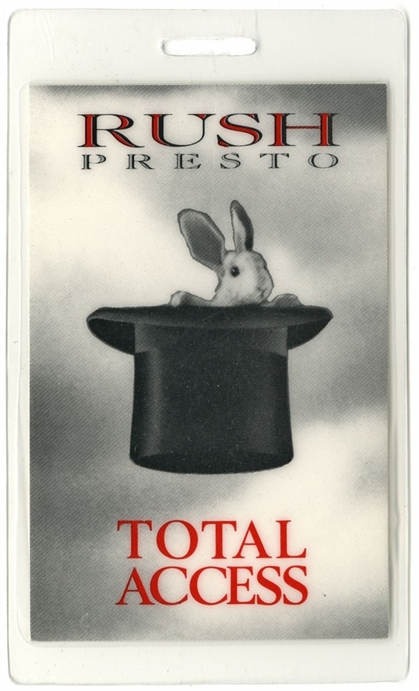 Rush 1990 Presto Concert Tour All Access Laminated Backstage Pass