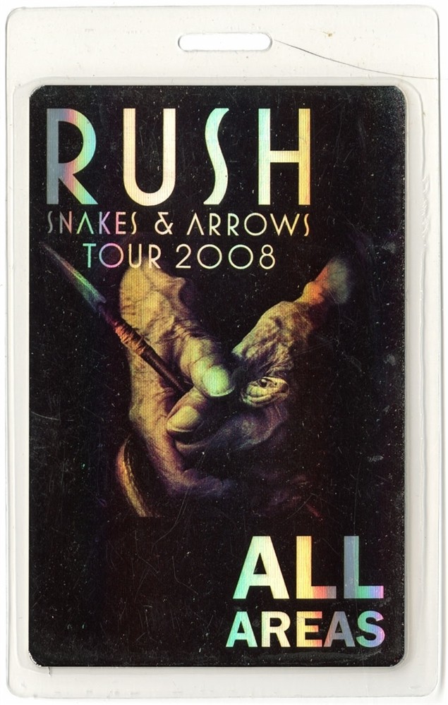 Rush 2008 Snakes & Arrows Concert Tour All Access Laminated Backstage Pass