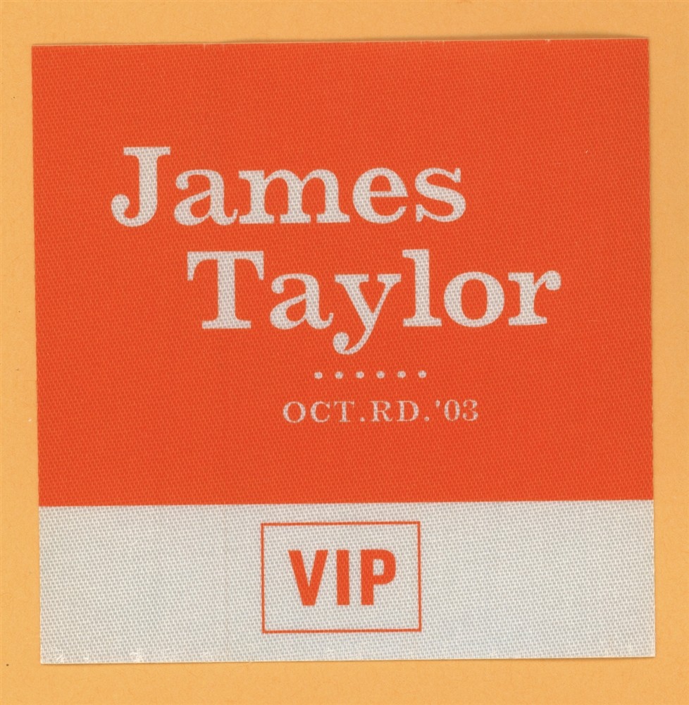 James Taylor 2003 October Road Concert Tour VIP Backstage Pass