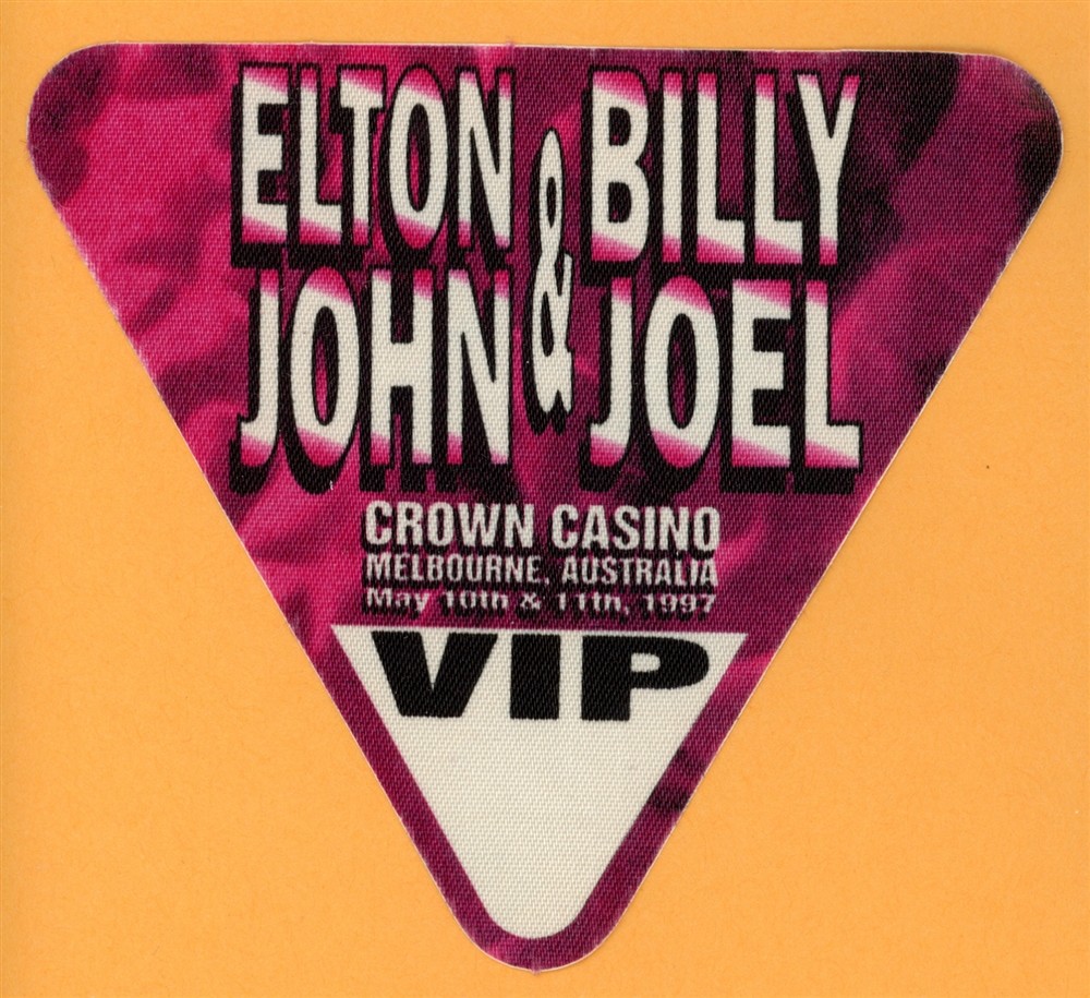 Elton John & Billy Joel Vintage Satin Backstage Pass - 1992 Tour VIP