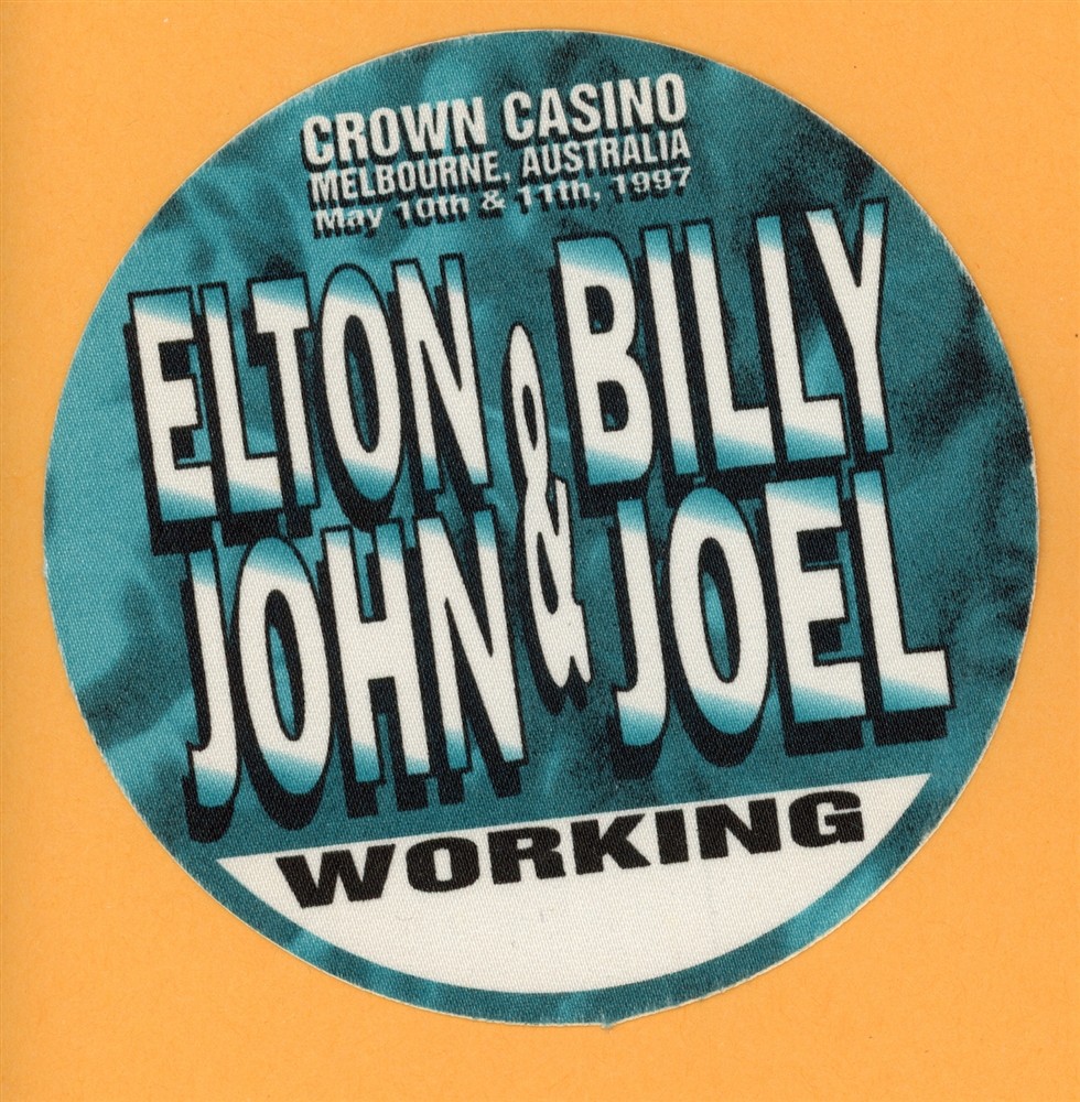 Elton John & Billy Joel Vintage Satin Backstage Pass - 1992 Tour WORKING