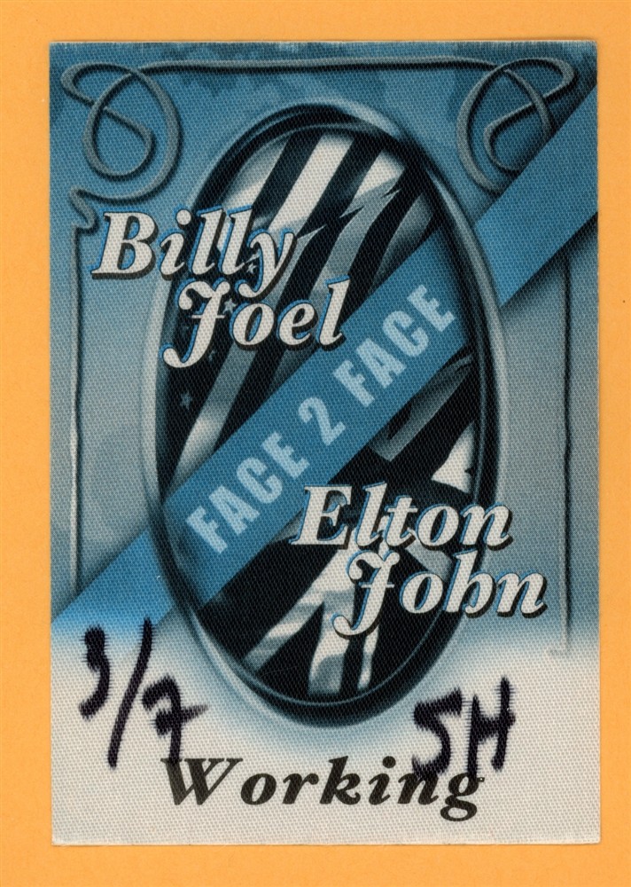Elton John & Billy Joel Vintage Satin Backstage Pass - Face to Face Tour WORKING