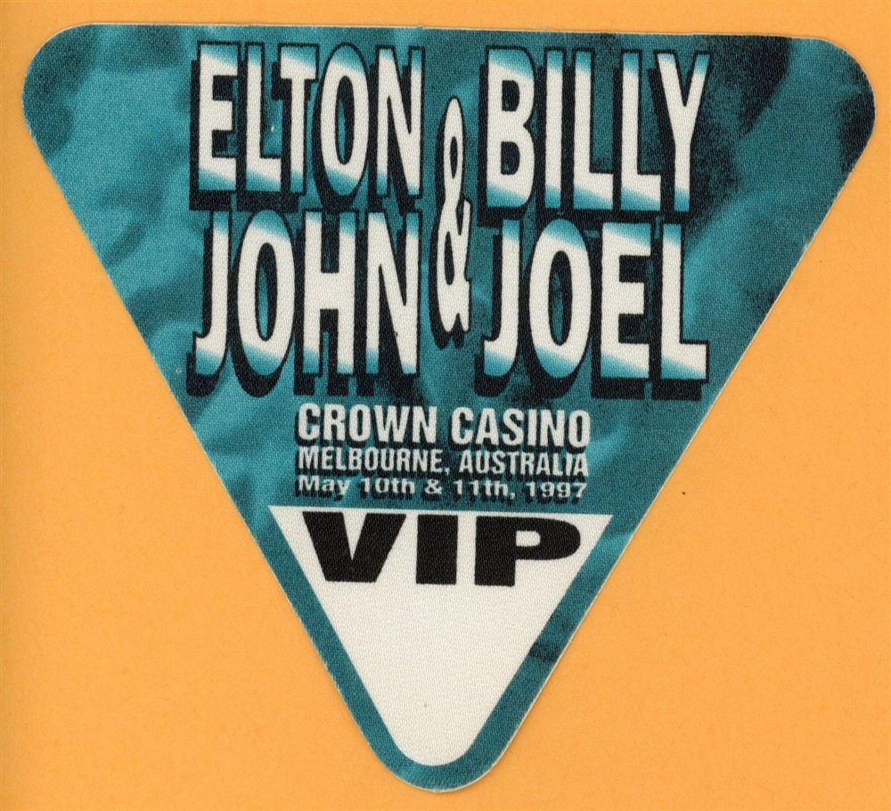 Elton John & Billy Joel Vintage Satin Backstage Pass - 1992 Tour VIP