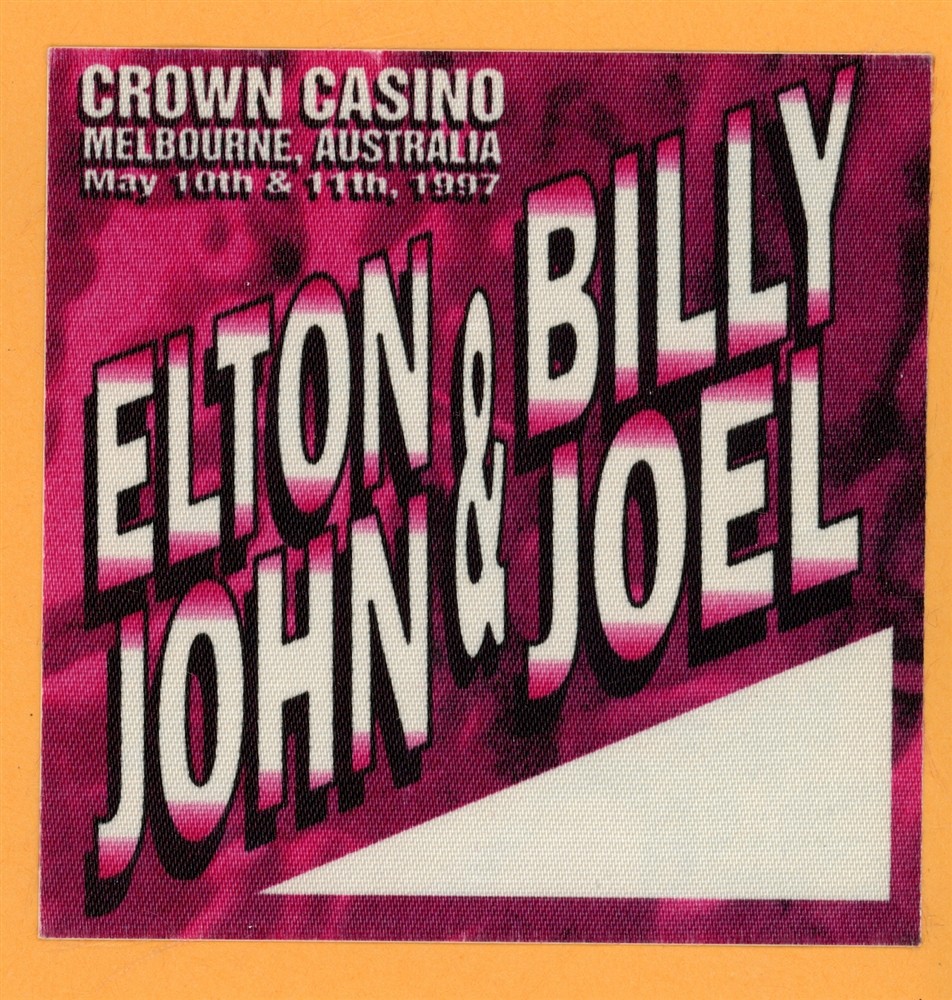 Elton John & Billy Joel Vintage Satin Backstage Pass - 1992 Tour