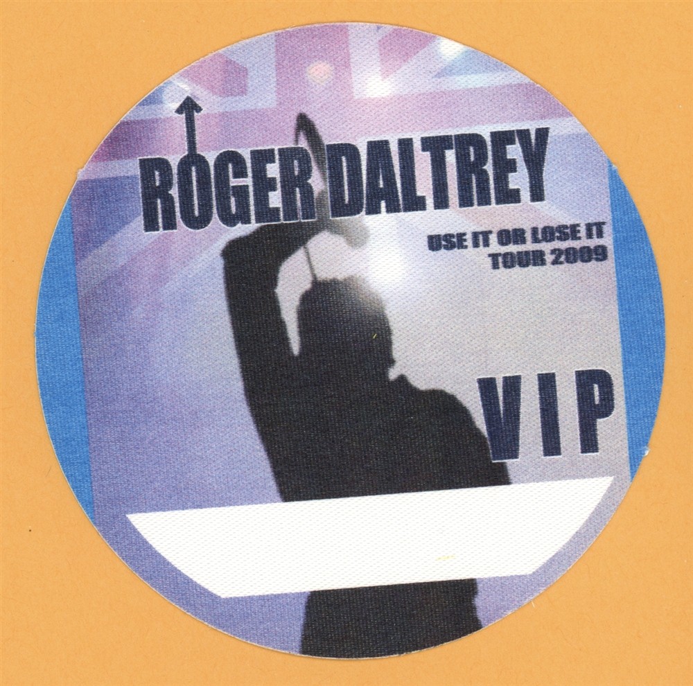 Roger Daltrey 2009 The Who Concert Tour VIP Backstage Pass