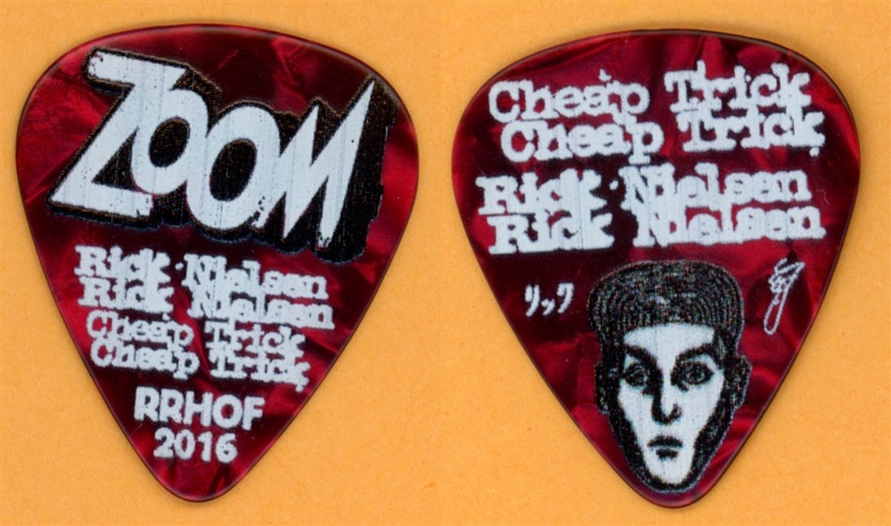 Cheap Trick Rick Nielsen PEARL RED ZOOM Guitar Pick - 2016 Rock & Roll HOF Tour