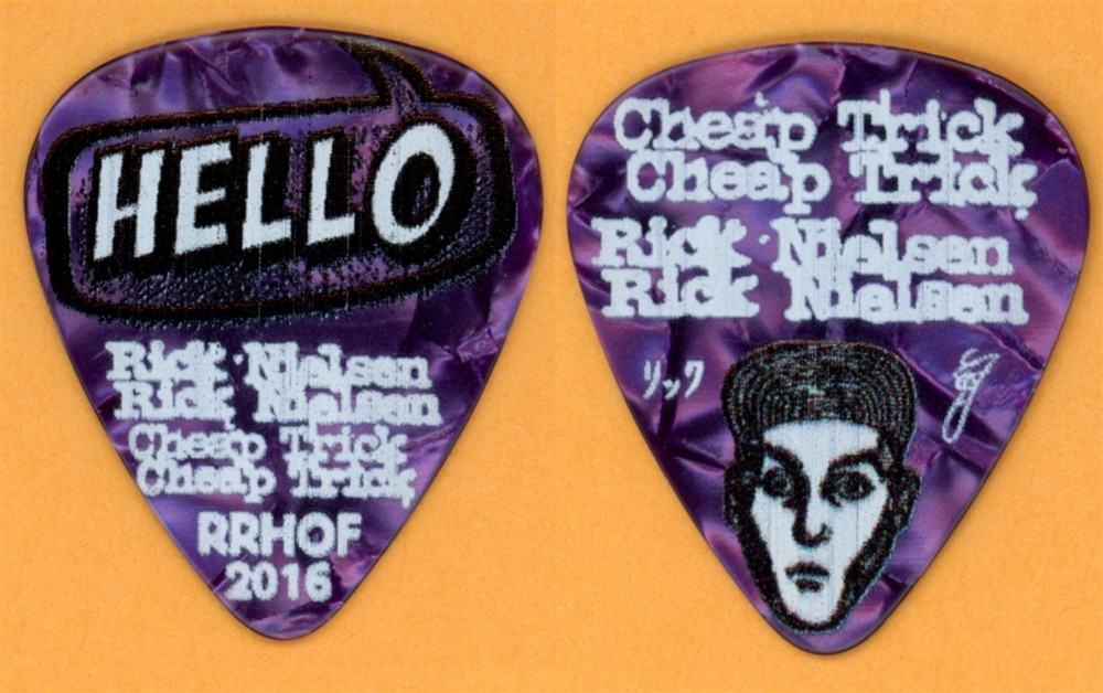 Cheap Trick Rick Nielsen PRL PURPLE HELO Guitar Pick - 2016 Rock & Roll HOF Tour