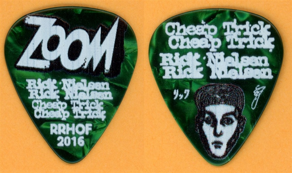 Cheap Trick Rick Nielsen PRL GREEN ZOOM Guitar Pick - 2016 Rock & Roll HOF Tour