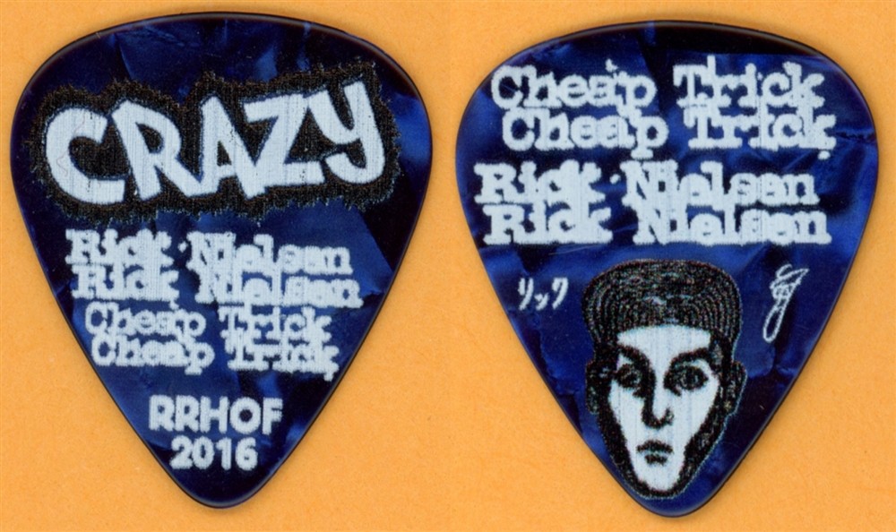 Cheap Trick Rick Nielsen PEARL BLUE CRZY Guitar Pick - 2016 Rock & Roll HOF Tour