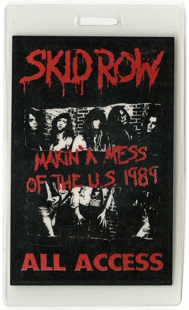 Skid Row 1989 Makin' a Mess Concert Tour All Access Laminated Backstage Pass