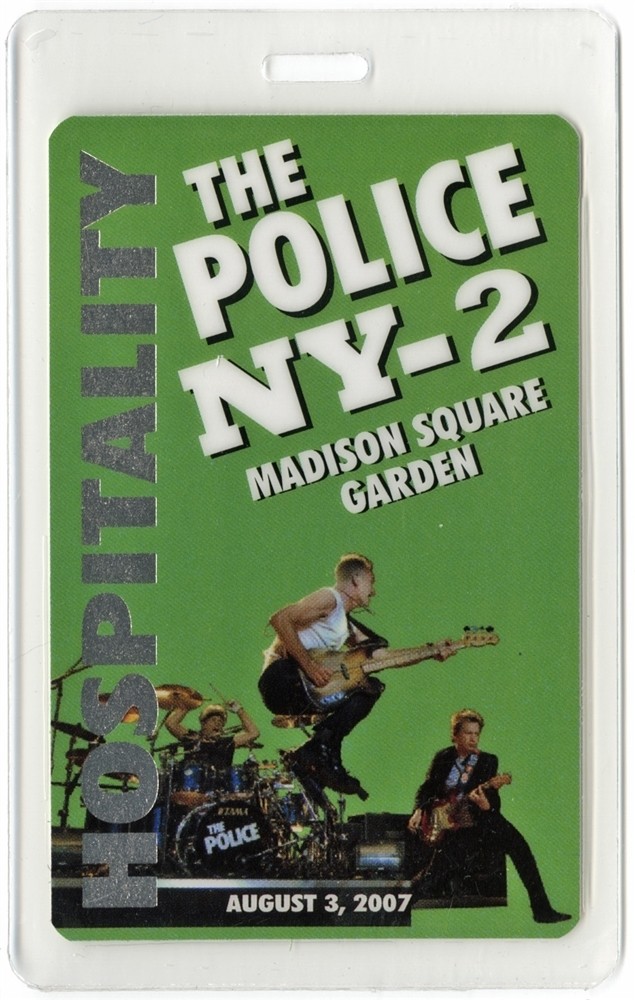 The Police 2007 Reunion Concert Madison Squeare Garden Laminated Backstage Pass