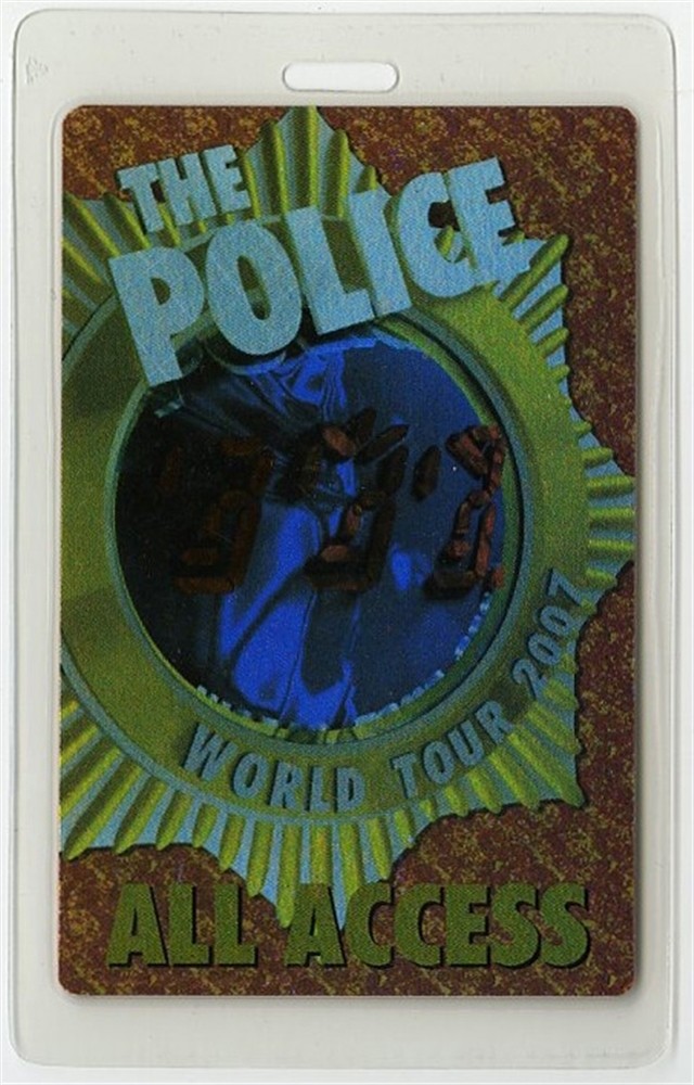 The Police 2007 Reunion Concert Tour All Access Foil Laminated Backstage Pass