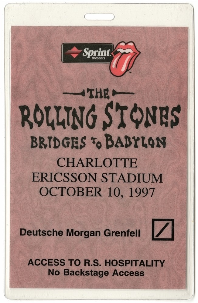 Rolling Stones 1997 Bridges to Babylon Concert Tour Laminated Backstage Pass