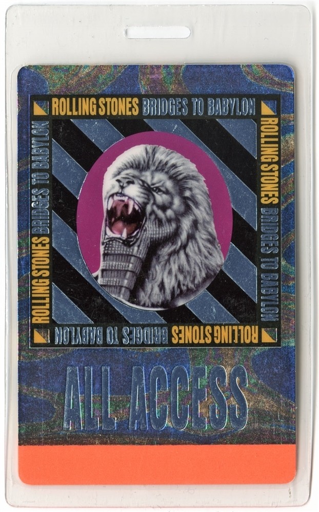 Rolling Stones 1997 Bridges to Babylon Tour All Access Laminated Backstage Pass